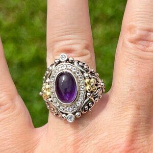 Vintage "Bixby" .925 Sterling Silver/18kt. Ring -size 10.5